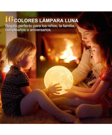 AGM 16-Color LED Moon Lamp with Remote & Touch Control - 3D Printed Night Light for Bedroom Caf & Dining Room | 15 cm | Dimmable Mood Light - Buy Online on SooperMarket.com