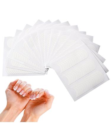 Lanjue 25Sheets/1200PCS French Manicure Nail Sticker Self-Adhesive Half-Moon Shaped Manicure Stickers