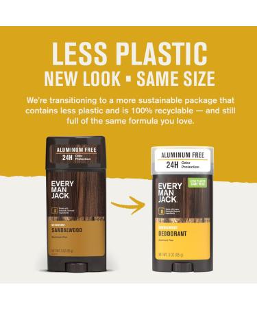 Every Man Jack Amber + Sandalwood Men s Deodorant - Stay Fresh with Aluminum Free Deodorant For all Skin Types - Odor Crushing Long Lasting with Naturally Derived Ingredients - 3oz (4 Pack) - Buy Online on SooperMarket.com
