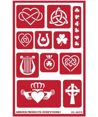 Armour Etch Over N Over Reusable Glass Etching Stencils - Irish Theme with Shamrock, Clover, Celtic Knot, Harp Designs - Buy Online on SooperMarket.com