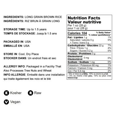 Organic Long Grain Brown Rice - 8 lbs | Whole Grain Raw Unpolished Kosher Vegan | Nutty Flavor & Chewy Texture | High Dietary Fiber | Ideal for Salads & Pilafs - Buy Online on SooperMarket.com