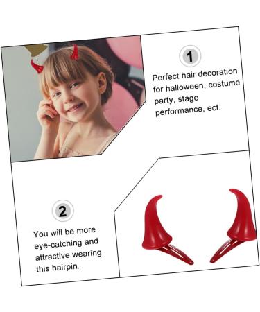 ABOOFAN 6 Pairs Halloween Decorative Red Horn Barrettes Horns Cosplay Demon Hair Clamps Bang Ox Horn Halloween Hair Clip Small Horn Hair Clips Metal Snap Hair Clips Demon Horns Cute Props - Buy Online on SooperMarket.com