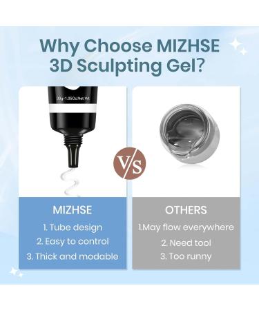 MIZHSE 3D Nail Gel - Clear Sculpting Gel for Nail Art Nail Charms & Home DIY Manicure - 30g No Wipe UV LED Gel Polish - Buy Online on SooperMarket.com