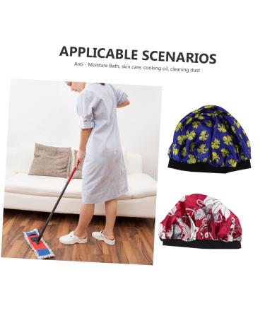 Beavorty 2pcs Satin Shower Cap Set for Women and Kids - Reusable Elastic Bonnets for Bathing and Hair Loss - Blue - 27x20cm - Buy Online on SooperMarket.com