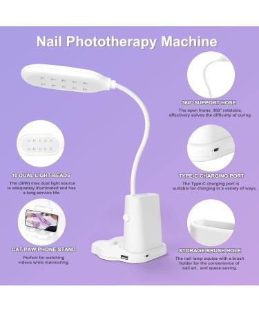 Saviland 30W UV LED Nail Lamp | 360 Rotatable Hands-Free Nail Dryer with Brush Holder | 2-in-1 Nail Art Curing Lamp for Salon Manicure at Home - White - Buy Online on SooperMarket.com