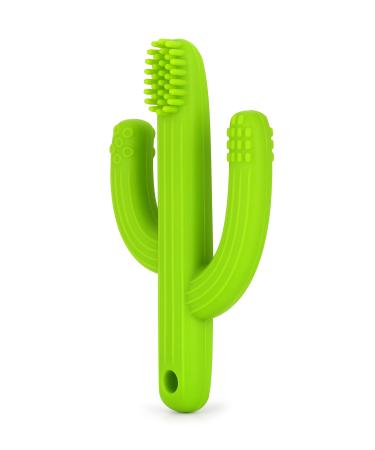 Cactus Teether Baby Toothbrush, Self-Soothing Pain Relief Soft Baby Teething Toys, Training Kids Toothbrush for Babies, Toddlers, Infants, Boy and Girl, Natural Organic BPA Free(Green)