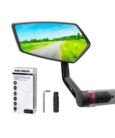 RBRL bike mirror Extra large bar end bike mirror impact-resistant real glass mirror area rear mirror bicycle bicycle mirror for e-bike universal bicycle rear mirrors (left) left-wing diamond