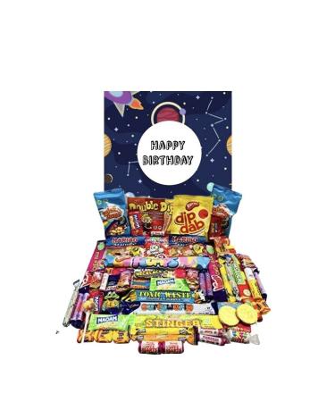 Happy Birthday Spaceship & Rockets Sweets Pick N Mix The Ultimate Retro Sweet Selection 70s 80s Box Sweet Hamper - Present gift for Birthday