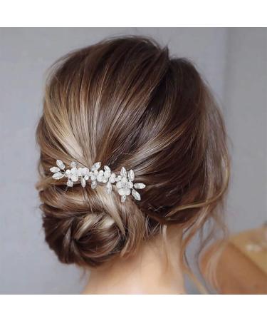 Brishow Wedding Hair Accessories for Brides Silver Rhinestone Hair Comb Pearl Bridal Hair Combs for Women and Girls