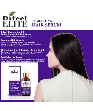 Buy Difeel Elite Glycolic Acid & Biotin Hair Growth Serum - 2 oz. Stimulating Formula for Stronger Hair & Deep Scalp Exfoliation | International Shipping Available - Buy Online on SooperMarket.com