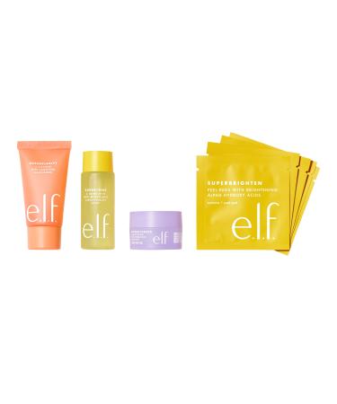 e.l.f. Skin Supers Mini Kit Skincare Kit With A Toner Cleanser Moisturizer & Exfoliating Peel Pads Brightens Smooths & Hydrates Skin