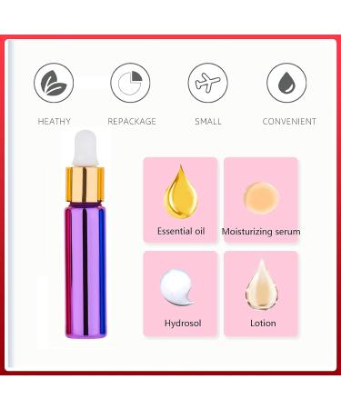 Tianzd Chrome Purple Drip Bottles - 6 Pack of 10ml Empty Glass Pipette Bottles for Essential Oils & Perfume Oils with Gold Screw Cap - Buy Online on SooperMarket.com