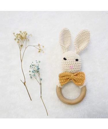 Buy Organic Baby Wooden Teether Crochet Bunny Rattle Pacifier Bracelet - Ideal for Teething Toddlers | International Shipping Available - Buy Online on SooperMarket.com