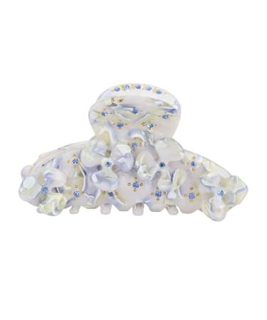 HUSHUI Hair Claw Clips Non Slip Flower Claw Clips Elegant Flower Design Spring Claw Clip for Women and Girls Thin Thick Hair (Light Blue)