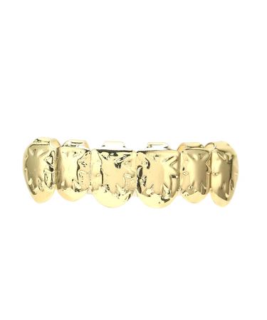 Hip Hop Teeth Decoration Special Designed for Upper Teeth Hip Hop Hollow Tooth Gold-plated Ion Plating for Concert for Home for Outdoor Activities for Party(gold)