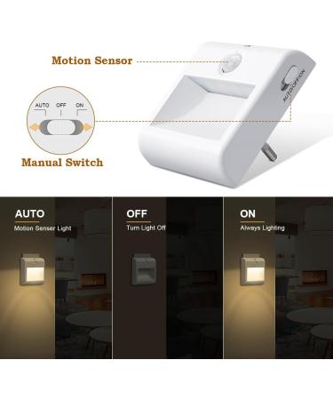 Suright Night Light Socket with Motion Detector - 2 Dimmable Brightness Modes for Kids' Room Bedroom Stairs & Kitchen - Warm White 2800-3500K - Buy Online on SooperMarket.com