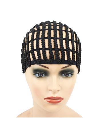 Adjustable Black Wig Cap with Elastic Band and Hair Clips for Braided Crochet Wig Making - Buy Online on SooperMarket.com