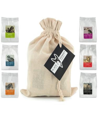 Gourmet Coffee Beans Gift Set - COFFEES OF THE WORLD | Whole Roasted Coffee Beans 600g (6 x 100g) - 6 Finest Single Origin Coffees | Hamper Style Gift Idea for Him & Her