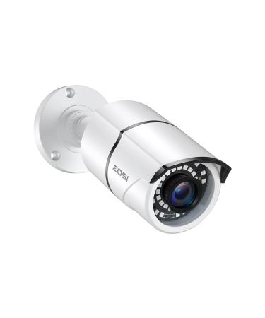ZOSI 2.0MP 1080p Security Camera 4-in-1 TVI/CVI/AHD/CVBS Surveillance Bullet Camera Indoor Outdoor,120ft Night Vision,Aluminum Metal Housing,Work for 960H,720P,1080P,5MP,4K analog CCTV DVR(White) Wired Camera