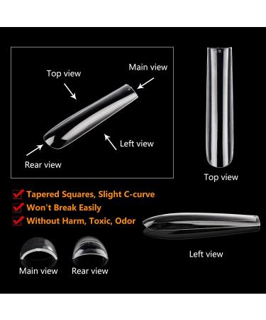 504Pcs Clear Nail Tips for Acrylic Nails Professional  XXL / XXXL Extra Long Tapered Square Acrylic Nail Tips  Full Cover Fake Nails False Nails  Nail Extension for Manicure Salon Home DIY Nail Art 504Pcs XXXL Square Bag - Buy Online on SooperMarket.com