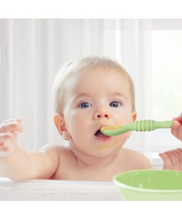 Vicloon Baby Fork and Spoon Set - 2Pcs Silicone Weaning Spoon Set for Self Feeding - Easy Grip Toddler Cutlery Kit in Light Green - Buy Online on SooperMarket.com