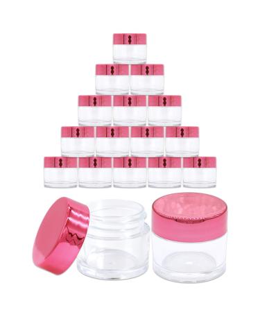 Beauticom 7 Gram / 7 ML Thick Wall Round Leak Proof Clear Acrylic Jars for Beauty Cream Cosmetics Salves Scrubs (72 Pieces Bottom Clear Base + 72 Pieces Lids Metallic Rose Pink Gold)