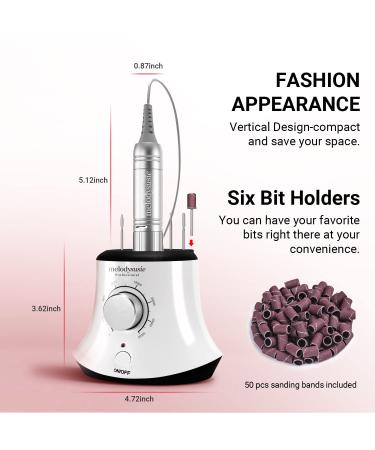 MelodySusie 30000 RPM Professional Nail Drill - Scarlet | High Speed, Low Heat, Low Noise, Low Vibration Portable Efile Drill for Shaping, Buffing, and Removing Acrylic & Gel Nails - A-White - Buy Online on SooperMarket.com