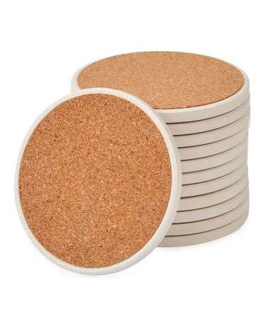 TIMESETL 12 Pack Ceramic Coasters for Crafts White Round Unglazed Ceramic Coasters with Cork Backing Pads for Alcohol Ink or Acrylic Pouring DIY Make Your Own Coasters Mosaics Painting Projects