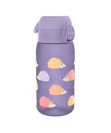 Ion8 Kids Water Bottle 350 ml/12 oz Leak Proof Easy to Open Secure Lock Dishwasher Safe BPA Free Carry Handle Hygienic Flip Cover Easy Clean Odour Free Carbon Neutral Hedgehog Design