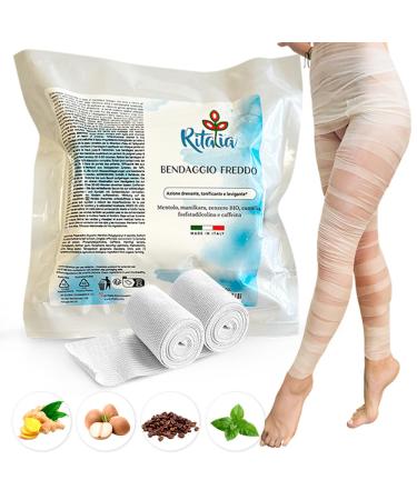 Ritalia Cellulite Wickel - Draining Legwickel with Cold Effect Toning and anti -tired effect - cosmetic bandage with 100% natural extracts (bandages)