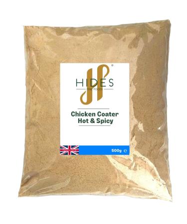 Hides Fine Foods- Chicken Coater Hot & Spicy 500g - GMO Free - Suitable for Vegetarians - Chicken Coating - Fakeaway - Takeaway - Spice Mix Family Favourite 500.00 g (Pack of 1)
