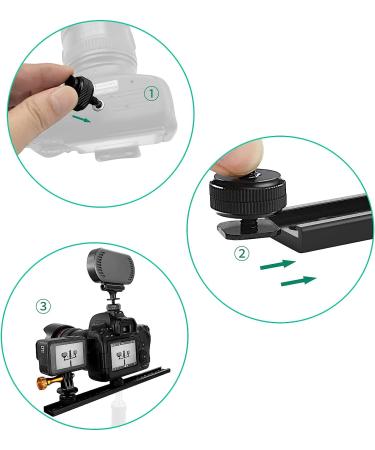 Aluminum Cold Shoe Extension Bar for Dual Camera Flash Mount - 1/4 & 3/8 Screw Tripod Bracket, Adjustable and Sturdy - Ideal for LED Video Light and Flash Photography - Buy Online on SooperMarket.com