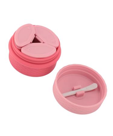 Silicone Cream Jars with Spoon Travel Silicone Makeup Container Refillable Empty Trinkets Pills Portable Proof for Outdoor Use (Pink)