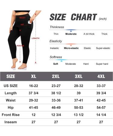 yeuG Women's Plus Size High Waist Tummy Control Leggings with Pocket - 2 Pack, XX-Large - Buy Online on SooperMarket.com