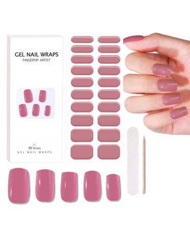 20Pcs Semi Cured Gel Nail Strips Self Adhesive Gel Nail Stickers Nail Wraps Gel Nail Strips Christmas Halloween Full Wraps Nail Art Stickers with Nail File & Stick-UV/LED Lamp Required Beanpaste