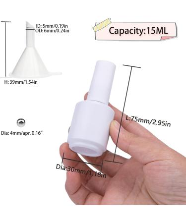 Agidea 15ML Empty Gel Nail Polish Bottles - 6 Pack Matte White Opaque Round Glass Bottles with Mixing Balls & Funnels | Refillable UV Safe Fingernail Polish Containers - Buy Online on SooperMarket.com