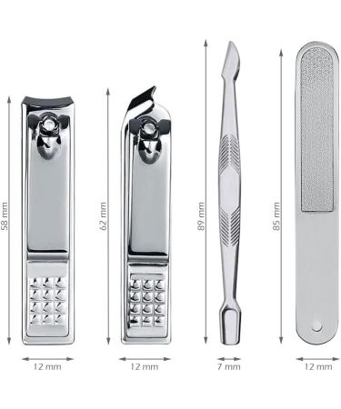 Econtal Nail Clippers Set of 4 Small Slanted with Nail File Cuticle Remover Pusher & Clippers Pliers | Best Quality Manicure Tools for Perfect Nails - Buy Online on SooperMarket.com