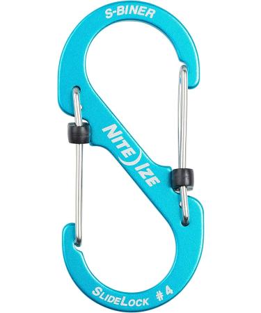 NITE IZE LSBA4-03-R6 S-Biner SlideLock Dual Locking Carabiner, Size #4, Blue Size #4 Blue