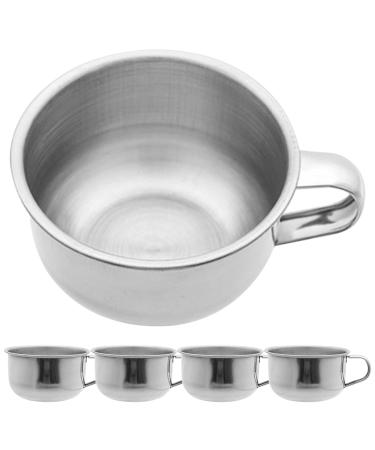 Shaving Bowl 5pcs Stainless Steel Shaving Mug 4.3 x 2 Inch Shaving Mug with Handle Large Shaving Soap Bowl for Home Salon Barber Shop