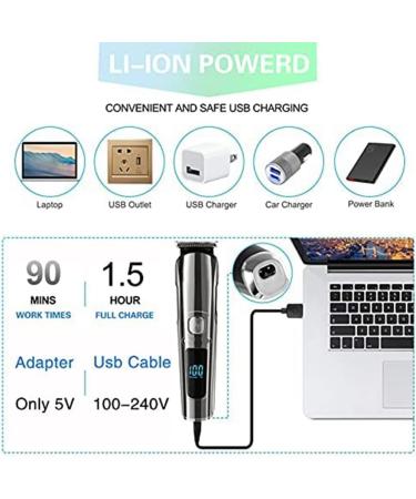 FYOBOT Men's Beard Trimmer Cordless Hair Clipper Waterproof Body Nose Ear Cutting Shaver USB Rechargeable LED Display - Buy Online on SooperMarket.com