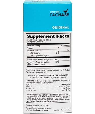 Dr. Chase Kolik Original Gripe Water - All-Natural Colic Relief for Infants (Pack of 2) - 5 fl oz Each - Buy Online on SooperMarket.com