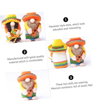 HOMSFOU 4 Pcs 1 Set Hawaiian Doll Summer Beach Party Decoration Nativity Ornaments for Kids Santa Ornament Plush Santa Gnome Cinco De Mayo Party Decorations Cloth Mexico Child Desktop Yellowx2pcs 20x13x9cmx2pcs - Buy Online on SooperMarket.com