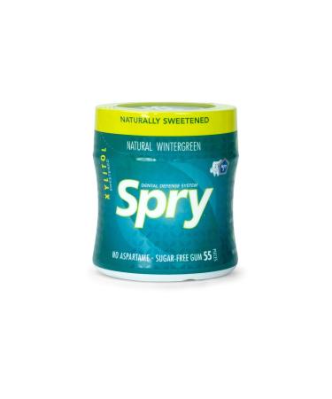 Spry Fresh Natural Xylitol Stronger Longer Chewing Gum Dental Defense System Aspartame-Free Sugar Free Gum (Wintergreen, 55 Count - Pack of 1) Wintergreen 55 Count (Pack of 1)