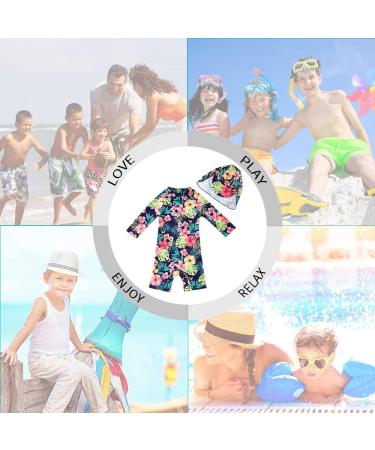 UPF 50+ Dark Blue Baby Girl One Piece Swimwear with Sun Hat | Toddler Swimsuit 12-18 Months - Buy Online on SooperMarket.com