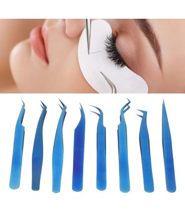 Premium 8-Part Steel Eyelash Extension Tweezers Set - Precision Fine Pointed Tools for Professionals - Buy Online on SooperMarket.com
