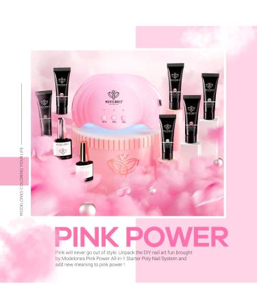 Modelones Poly Nail Gel Kit with 48W LED Nail Lamp - 6 Nude Pink Colors, Slip Solution, Rhinestones, Glitters - Manicure Starter Kit for Women - Buy Online on SooperMarket.com