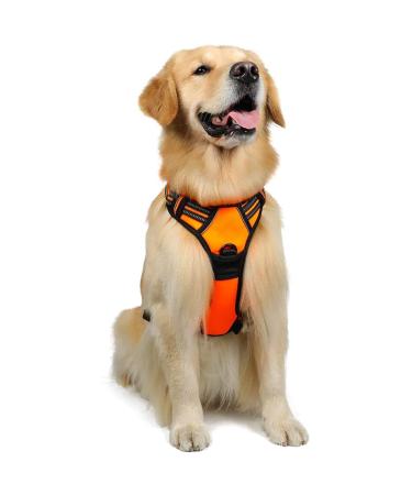 Rabbitgoo dog harness medium -sized dogs anti train crockery dog with control no pull adjustable dog dishes large dogs breathable reflex stripes breast harness dog safe guide orange l l (1 Pack) orange