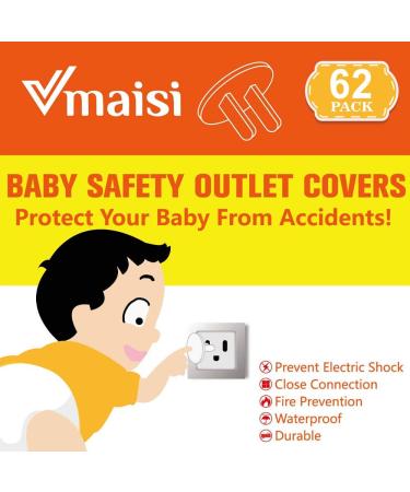 62 Pieces Outlet Covers ChildProof Plug Protector - Vmaisi Baby Proofing Electrical Safety Outlet Plugs White 62 Count (Pack of 1) - Buy Online on SooperMarket.com