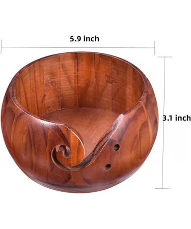 Wooden Yarn Bowl for Knitting and Crocheting - Yarn Storage Organizer with Holes - Mother's Gift Idea - 5.9 x 3.1 Inch - Buy Online on SooperMarket.com