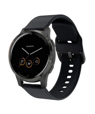 ViCRiOR Bands Compatible with Garmin Vivoactive 4S 40mm / Venu 2S Smart Watch, 18mm Quick Release Soft Silicone Fadeless Pattern Printed Floral Replacement Band for Garmin Vivomove 3S, Black